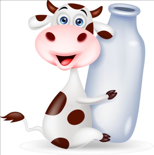 Cartoon cow with bottle vector