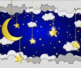 Cartoon good night background vector 01