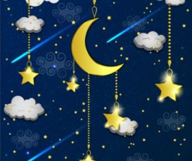 Cartoon good night background vector 02
