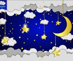 Cartoon good night background vector 04