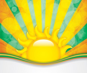 Cartoon sun with summer backgrond vector 02
