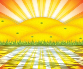 Cartoon sun with summer backgrond vector 04