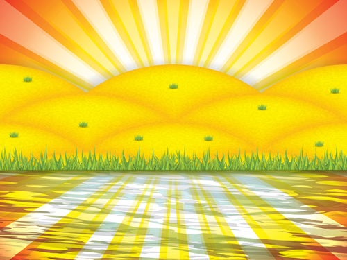 Cartoon sun with summer backgrond vector 04