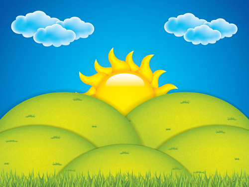 Cartoon sun with summer backgrond vector 05