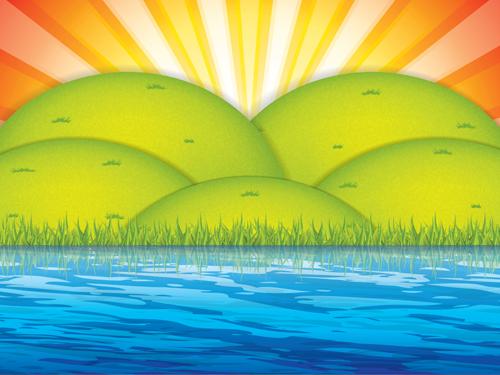 Cartoon sun with summer backgrond vector 06