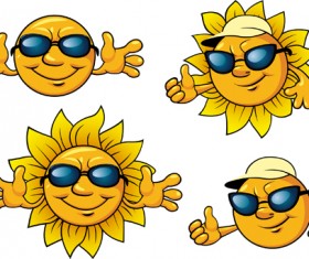Cartoon sunflower with sunglasses vector