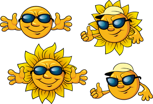 Cartoon sunflower with sunglasses vector