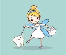 Cartoon tooth fairy vector material 03
