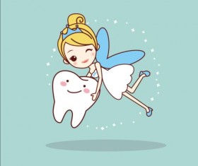 Cartoon tooth fairy vector material 04
