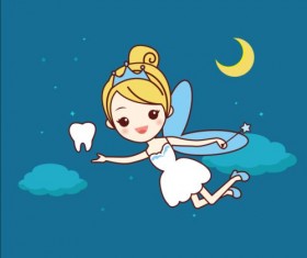 Cartoon tooth fairy vector material 06