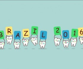 Cartoon tooth family vector 02