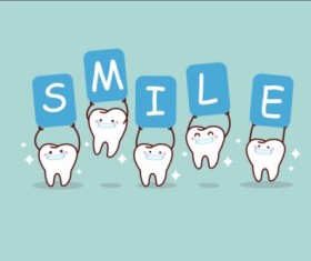 Cartoon tooth family vector 03