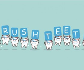 Cartoon tooth family vector 05