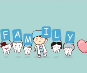 Cartoon tooth family vector 08