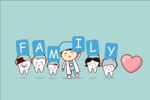 Cartoon tooth family vector 08