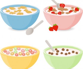 Cereal and bowls vector