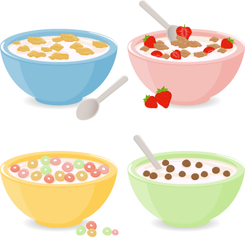 Cereal and bowls vector