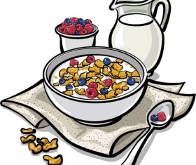Cereal breakfast vector material
