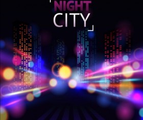 Charming city night scenery vector 04