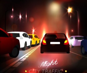Charming city night scenery vector 05