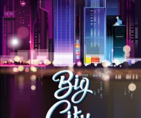 Charming city night scenery vector 06