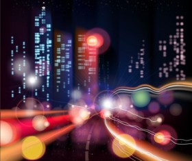 Charming city night scenery vector 08