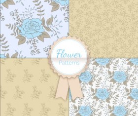 Charming flower pattern seamless vector set 01
