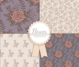 Charming flower pattern seamless vector set 09
