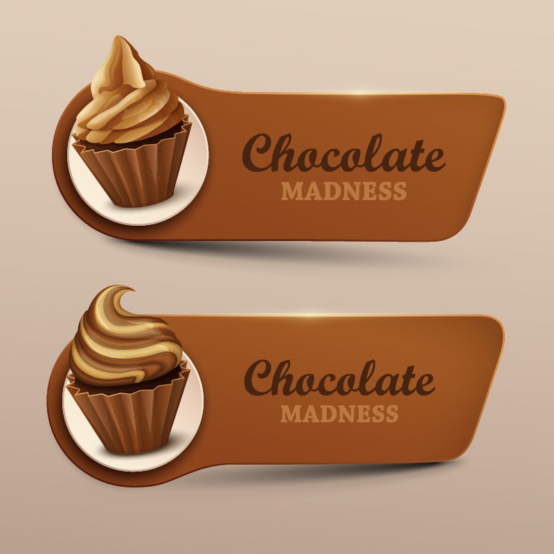 Chocolate ice cream banners vector