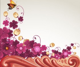 Classical flower art background vector 01