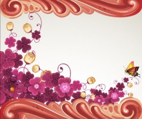 Classical flower art background vector 02