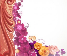 Classical flower art background vector 04