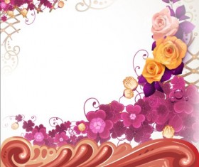 Classical flower art background vector 05