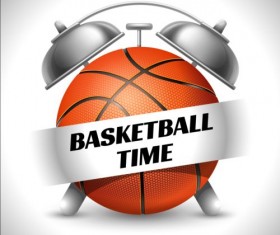 Clock with basketball vector