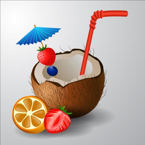 Coconut drink vector material 01