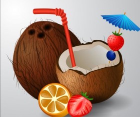 Coconut drink vector material 02