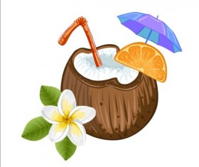 Coconut milk drink vector material