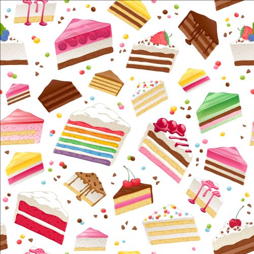Colored cake seamless pattern vector
