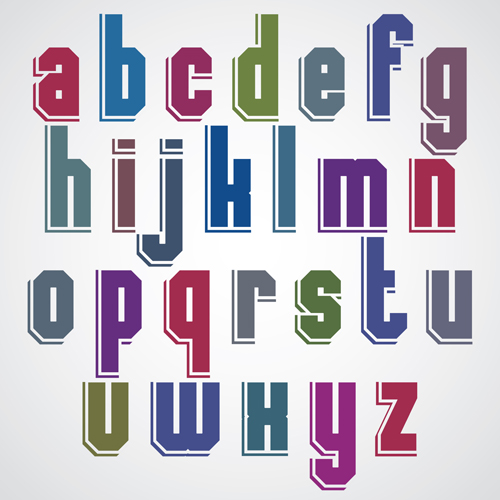 Colored flat alphabet vector 01