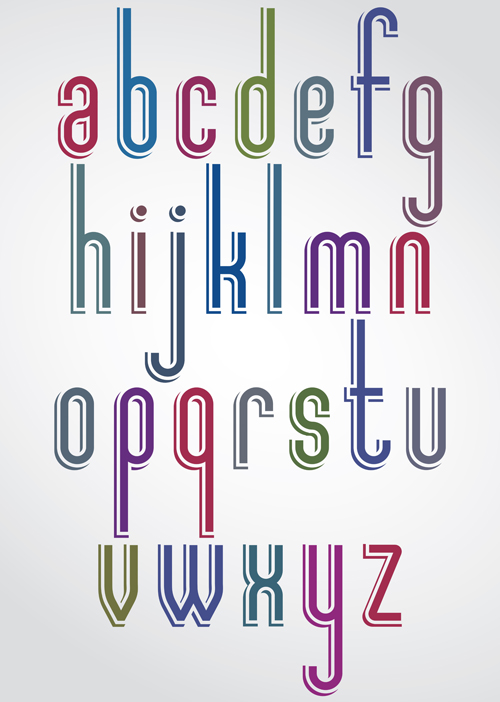Colored flat alphabet vector 02