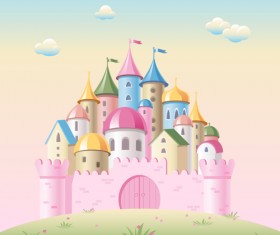 Colored kids castles vector