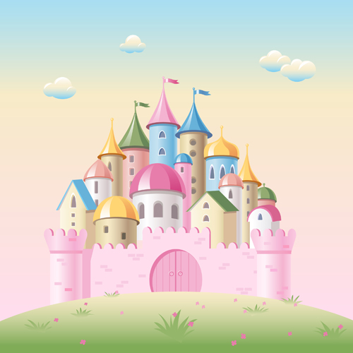 Colored kids castles vector