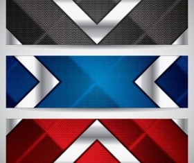 Colored metal banners vector set 01