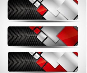 Colored metal banners vector set 02