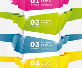 Colored origami infographic background vector