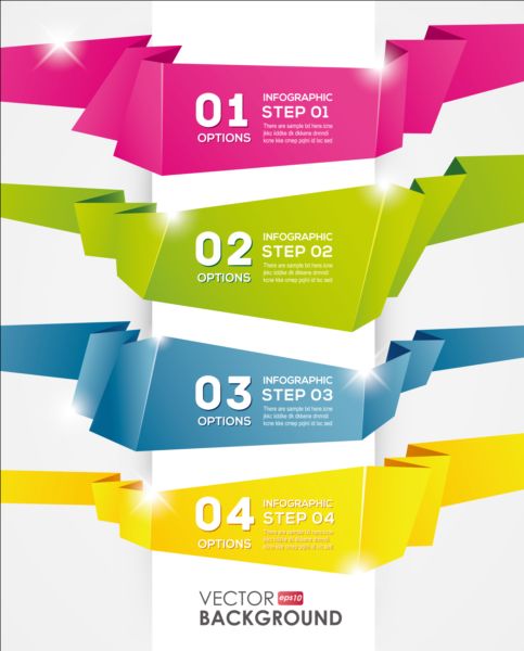 Colored origami infographic background vector
