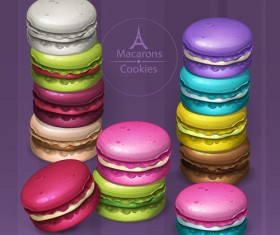 Colorful macaroons cookies vector 04