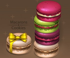Colorful macaroons cookies vector 05