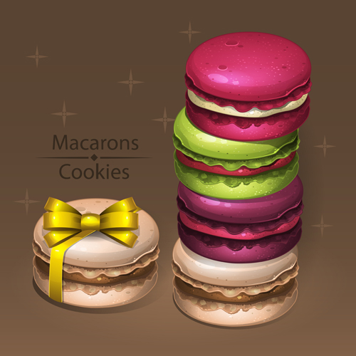 Colorful macaroons cookies vector 05
