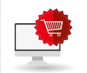 Computer monitor promo design vector 02